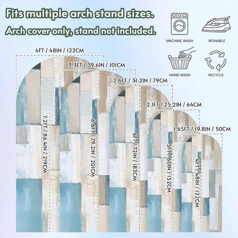 Jnbasdffb 7.2 Abstract Blue Brown Wedding Arch Cover,Stretchy Spandex Arch Backdrop Stand Covers FT,Oil Painting Simple
