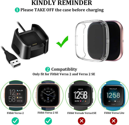 Maledan Ultra Thin Screen Protector Case for Fitbit Versa 2, 3 Pack TPU HD Full Protective Cover, Shock Absorbing