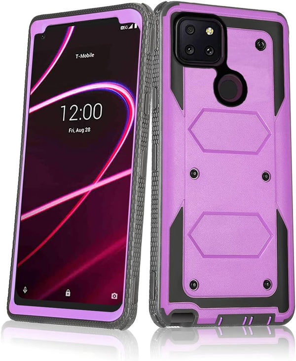 Asuwish Hybrid Rugged Shockproof Case for T-Mobile Revvl 5G, Full Body Protective Accessories, Purple