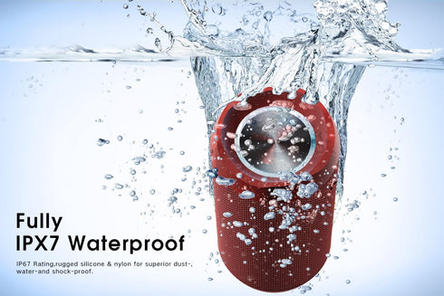 EDUPLINK Bluetooth Speaker - Portable Waterproof IPX7 Wireless Speaker with TWS Pairing & Built-in Microphone, Red