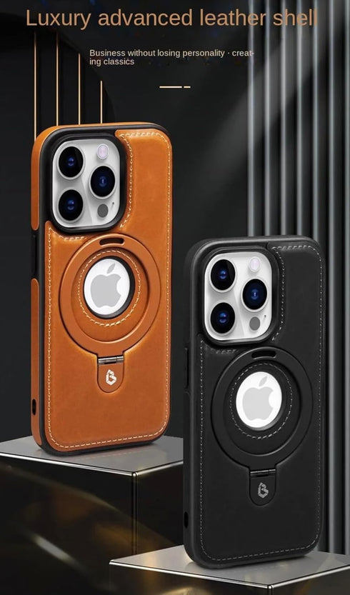 iPhone 15 Pro Max Case, Premium Real Leather, Vintage Design, Non-Slip Grip, Protective Shield, Brown