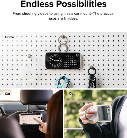 Ringke Smart Ring Magnetic Phone Grip, Extra Strong Magnet 4.45mm, Super Slim Kickstand Multi-Functional Holder - White