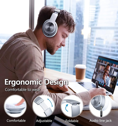 Wireless Bluetooth Headphones, 60 Hours Playtime, Foldable Lightweight Over Ear Hi-Fi Stereo with 6 EQ Modes