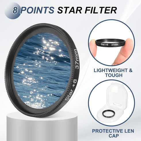 82mm 8 PATIKIL Star Filter, Points Starburst Len Filter Variable Twinkle Effect Ultra Slim Optical Lens for Nikon