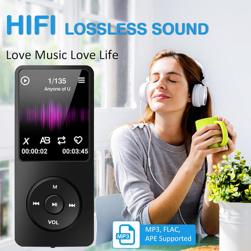 Tarswesi MP3 5.2, 32GB MP3 MP4 B2, 1.8 Player with Bluetooth Portable Music Player with Speaker TFT Color Screen, Voice
