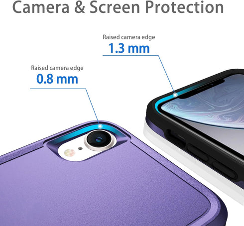Heavy Duty Protection Case for iPhone XR, Shockproof Dropproof Dustproof Anti-Scratch Cover (Purple)