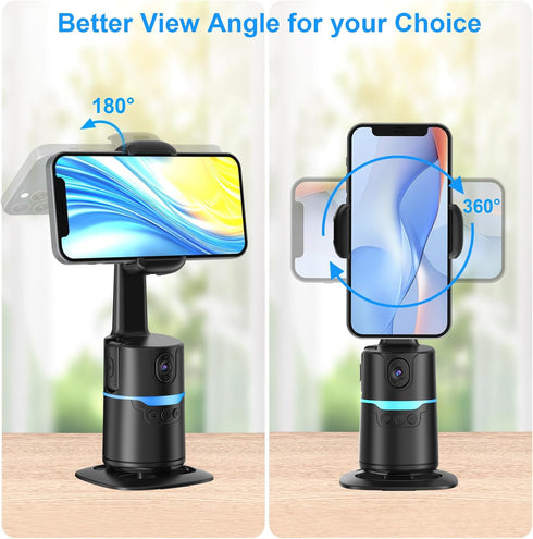 MOERTEK 360 Auto Face Tracking Selfie Stick Tripod for iPhone, Auto Rotating Face Tracking Tripod, Gesture Control, No