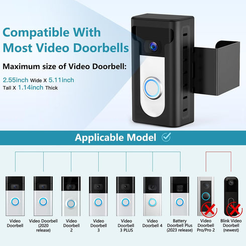 KIMILAR 2024 Upgrade Anti-Theft Video Doorbell Mount, Not Block Doorbell Motion Sensor, Adjustable No-Drill Mounting
