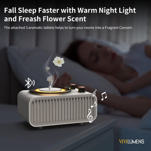 Vivilumens Bluetooth Wireless Speakers, 3 in 1 Portable Speakers with Freesia Scent, Small LED Night Light for Home