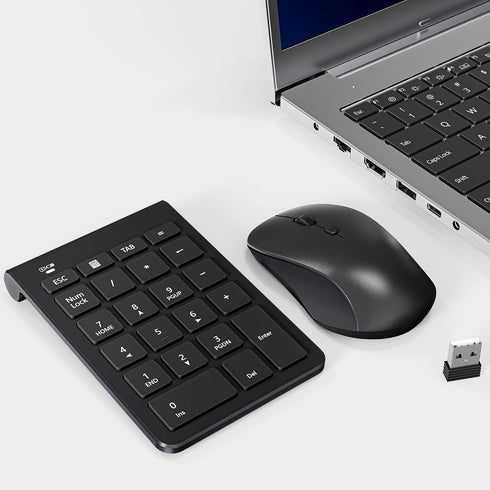 Rytaki Wireless Number Pad and Mouse, 22 Keys USB Keypad and 3 Adjustable