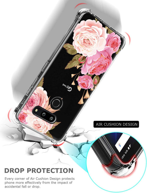 Floral Clear Pretty Phone Case for LG G8 ThinQ (2019 Release), Flower Design Transparent Slim Soft Drop Proof Cover