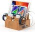Pezin & Hulin Bamboo Charging Station Organizer for Multiple Devices, Desktop Docking Station with 5 Cables, NO Charger