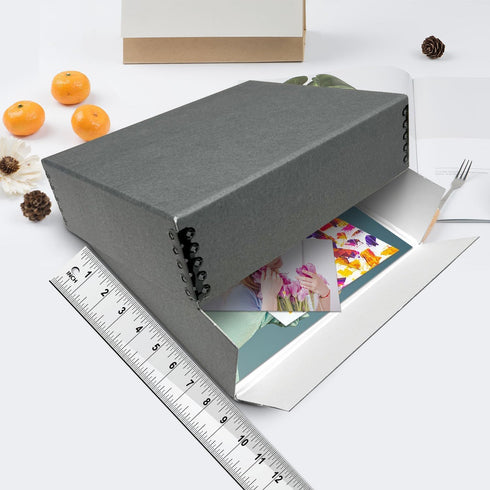 Lineco 8x10 Gray Drop Front Archival Storage Box, Acid-Free, Lignin-Free for Preserving Photos and Documents