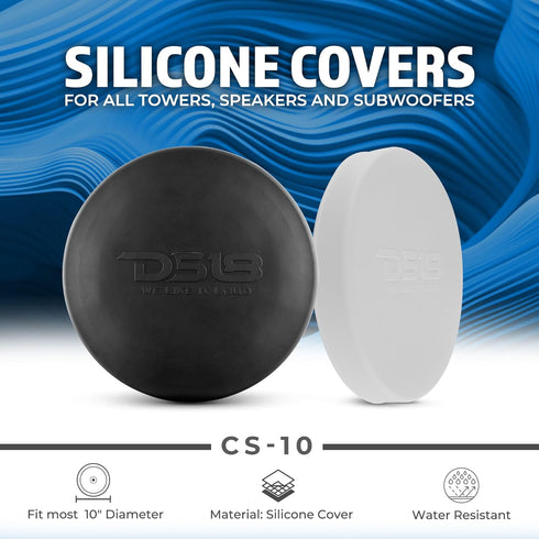 DS18 Hydro CS-10/WH 10" Silicone Marine Speaker Cover - Water, Dust and UV Rays Protection - Compatible with Tower Speakers - Great durability - Special Edition (Pair)