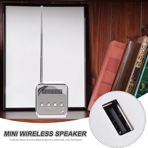 Hemobllo MP3/4 Mini Digital Portable Music Player Micro SD/TF USB Disk Speaker FM Radio (Silver)