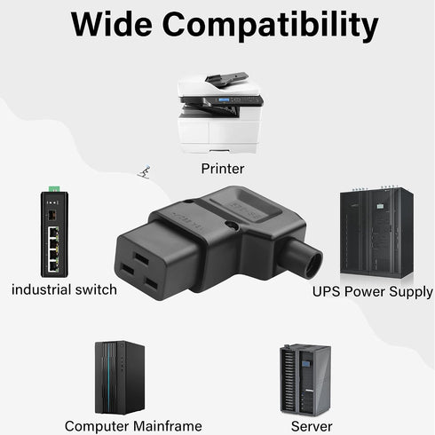 JSADZKJ IEC320 C19 Adapter,16A/250V C19 Connector,90 C19 Computers,Monitors,Servers,UPS,PDU,etc.-Blac(IEC320 C19) Right