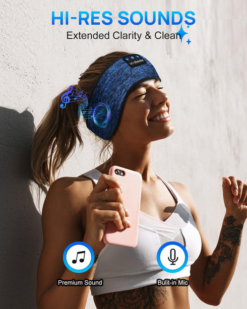 LC-dolida Bluetooth Sleep Headphones Headband, Wireless Earphones Built-in Speakers for Side Sleepers, Gifts for Men