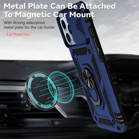 Hitaoyou iPhone 13 Pro Case with Camera Cover & Kickstand, Military Grade Shockproof Heavy Duty with Magnetic Holder