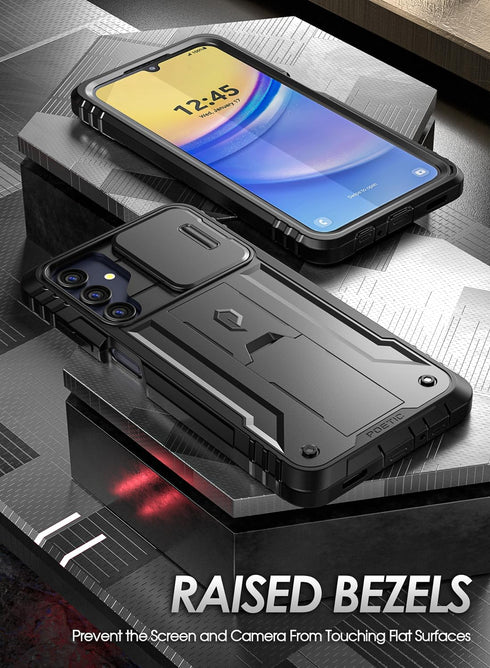 Poetic Revolution Case for Samsung Galaxy A15 5G, Black, Military Grade, 20FT Drop Tested, Full-Body, Kickstand, Screen