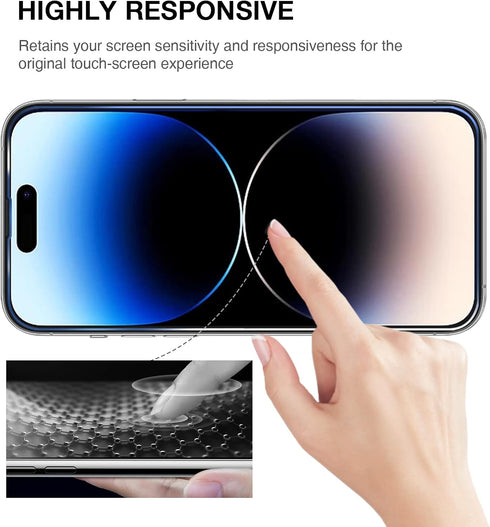Tempered Glass Screen Protector for iPhone 14 Pro (3 Pack) - Toughened Glass Protective Cover for 6.1-inch Apple iPhones