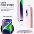 ORNARTO Case for iPhone 14 Plus, 6.7, Slim Liquid Silicone, 3 Layers Full Covered Soft Gel Rubber, Chalk Pink