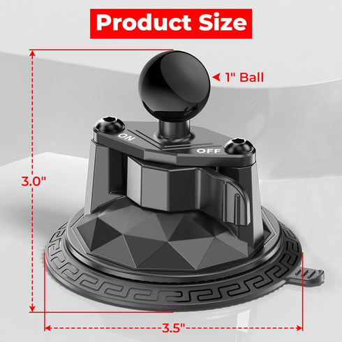 VAZESWIN 1" 3.5" 1" Insta360 Ball Twist-Lock Suction Cup Mount, Large Suction Cup Base for Vehicle Windshields