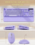 Wireless Keyboard and Mouse Combo, Cute Typewriter Keyboard with Detachable Wrist Rest, Retro Round Keycaps, 2.4GHz for
