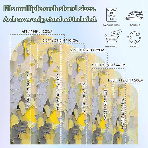 Jnbasdffb 7.2 Yellow Grey Wedding Arch Cover, Stretchy Spandex Arch Backdrop Stand Covers FT, Abstract Oil Painting