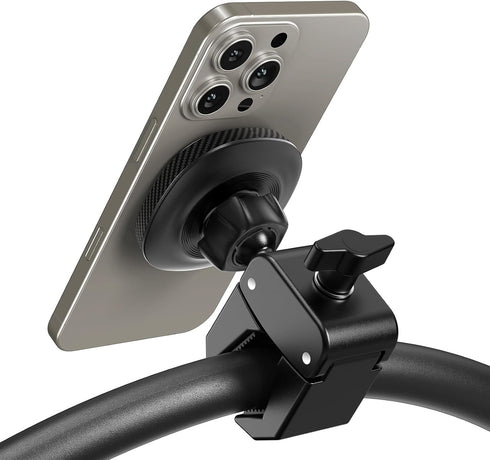 OQTIQ 17 N54 12-17 Phone Holder for Peloton Exercise Bike, Heavy-Duty Clamp & Strong Magnetic Phone Mount