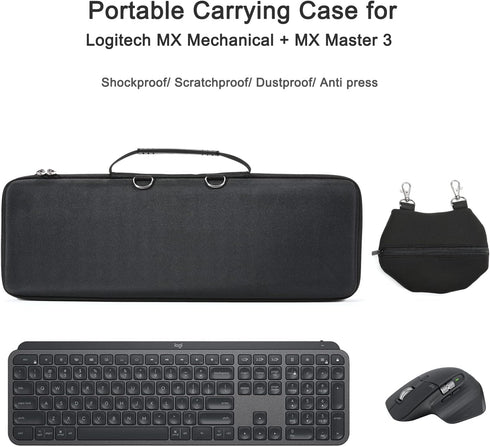 RAIACE Hard Storage Case for Logitech MX Keys S/MX Keys Advanced Wireless Keyboard (Case Only) - Black