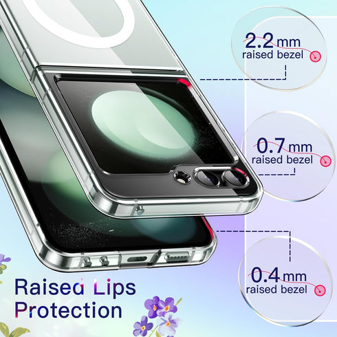JETech Clear Magnetic Case for Samsung Galaxy Z Flip 5, Anti-Scratch Hard PC, Compatible with MagSafe Accessories.