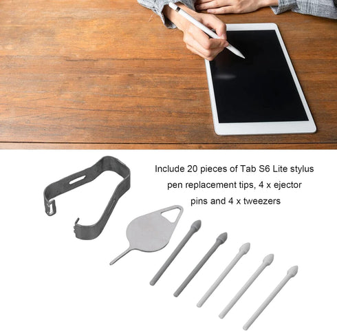 20x Replacement Touch Stylus Tips for Galaxy Tab S6 Lite 10.4" SM P610 P615, Includes 4 Tweezers, 4 Ejector Pins