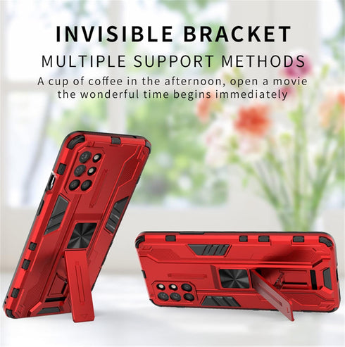 Asuwish Phone Case for OnePlus 8T & 9R 5G, Red, with Tempered Glass Screen Protector & Slim Stand