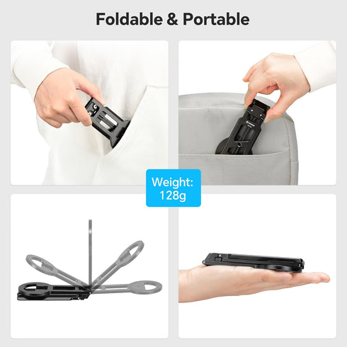 FANAUE 1/4" iphone16 15 14 13 12 Adjustable Phone Tripod Stand, Foldable Magnetic Cell Phone Holder with Arca-Swiss