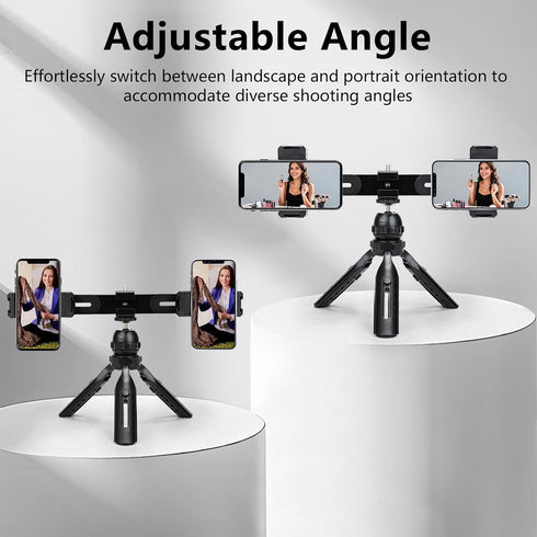 Heliora 4 Multifunctional Smartphone Video Kit, with Universal Phone Desktop Tripod with Dual Phone Holders and Cold