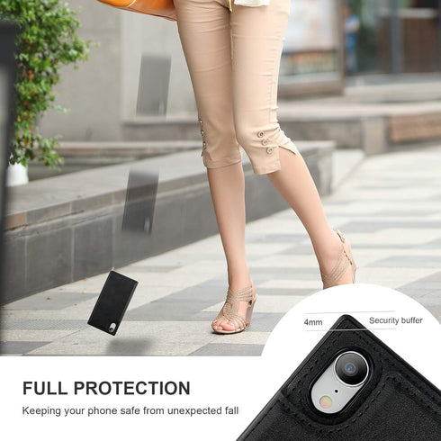 Bocasal Crossbody Wallet Case for iPhone Xr, Credit Card Holder, PU Leather Kickstand, Shockproof Detachable Strap