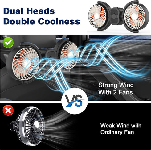 5V/2A 3 360 Hayousui Backseat Car Fan for Kids: Battery & USB Powered Rear Seat Car Cooling Fans, Speed Independent