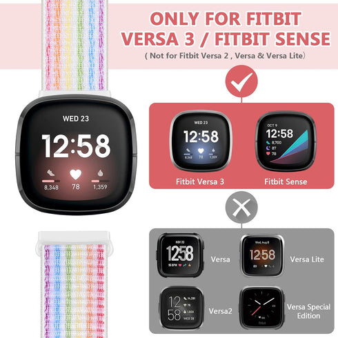 Soft Breathable Nylon Bands Adjustable Replacement Strap for Fitbit Versa 4/Sense 2/Versa 3/Fitbit Sense