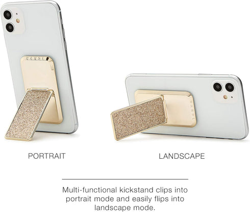 HANDL New York Champagne Glitter HANDLstick Silver Glitter Grip and Stand for Smartphone