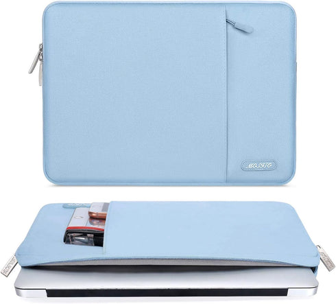 MOSISO Laptop Sleeve Bag Compatible with MacBook Air/Pro, 13-13.3 inch Notebook, Compatible with MacBook Pro 14 inch M3 M2 M1 Chip Pro Max 2024-2021, Polyester Vertical Case with Pocket, Air Blue by MOSISO