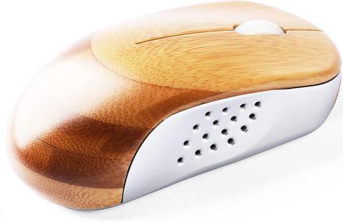 Icemouse Wireless Computer Mouse, Rechargeable Bamboo 2.4GHz Optical Silent Mouse with USB Receiver and 4 Adjustable