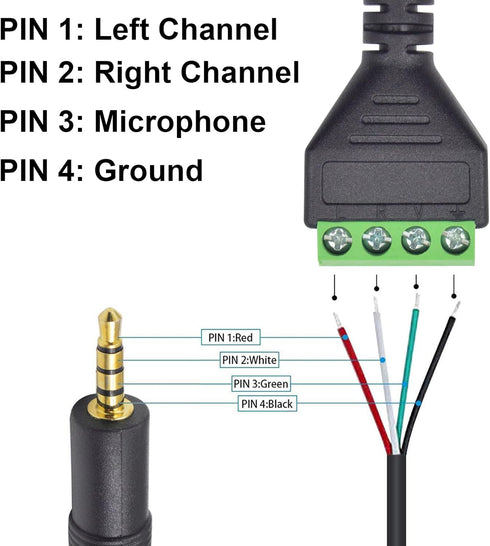 Poyiccot 3.5mm Speaker Wire Adapter - 3.5mm 4 Pole Stereo TRRS Male Jack to AV 4 Screw Terminal Block Cable