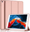 iPad 9th/8th Generation Case - 10.2 Inch with Pencil Holder, Soft Baby Skin Silicone Back, Auto Wake/Sleep Cover (Rose