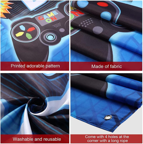 Video Game Backdrop Party Banner, Gaming Theme Birthday Photography Background, Props for Game Fans Kids Decorations