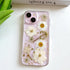 Clear Case for iPhone 13/14/15 with Pressed Real Flowers Design, Glitter Cute White Floral Pattern Soft TPU Cover
