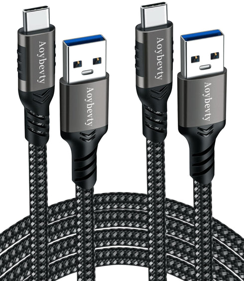 USB A to USB C Cable 2-Pack, 3.3ft, 60W 3A Fast Charging & Data Transfer for Samsung Galaxy S23/S22/S21/S10, iPad, SSD.