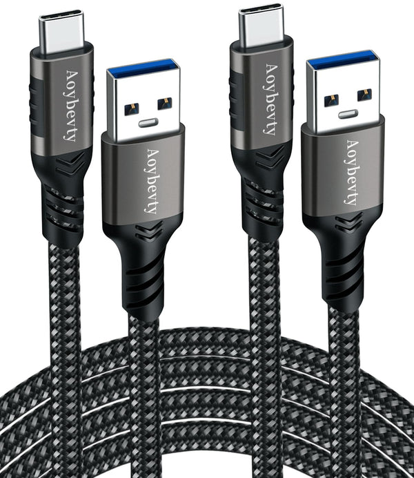 USB A to USB C Cable 2-Pack, 3.3ft, 60W 3A Fast Charging & Data Transfer for Samsung Galaxy S23/S22/S21/S10, iPad, SSD.