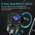 12V USB Outlet 78W, 3 Port USB C Fast Charger with Switch & Voltmeter, Waterproof Car Charger Socket for Marine RV Truck