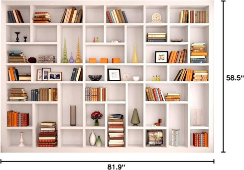 BELECO 7x5ft Fabric White Bookshelf Backdrop Library Modern Office Bookcase Backdrop Home Office Zoom Meeting Video