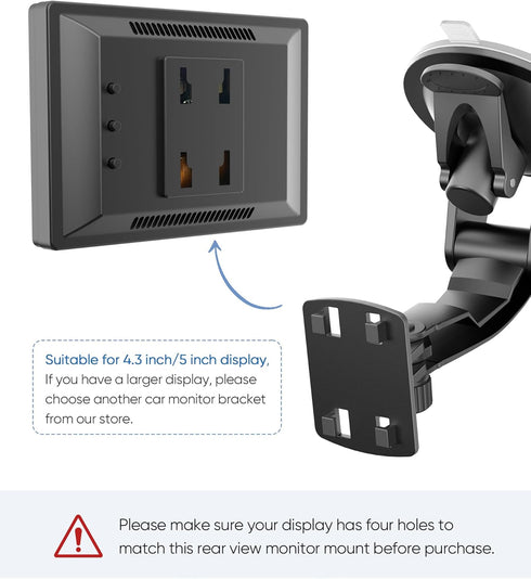 Backup Camera Monitor Mount, PixelMan Upgraded Version Windshield Mount for Vehicle Rear View Camera (4.3/5 in)